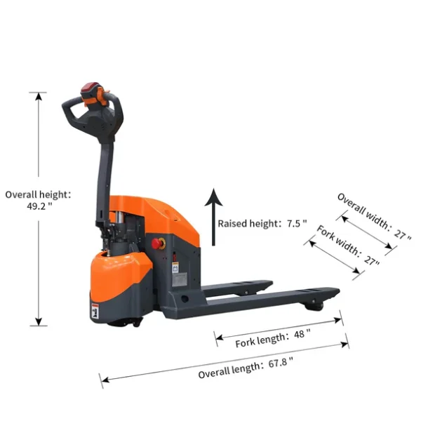 3300lbs Gel Battery Powered Electric Pallet Jack Truck with 48x27" Forks - Image 6